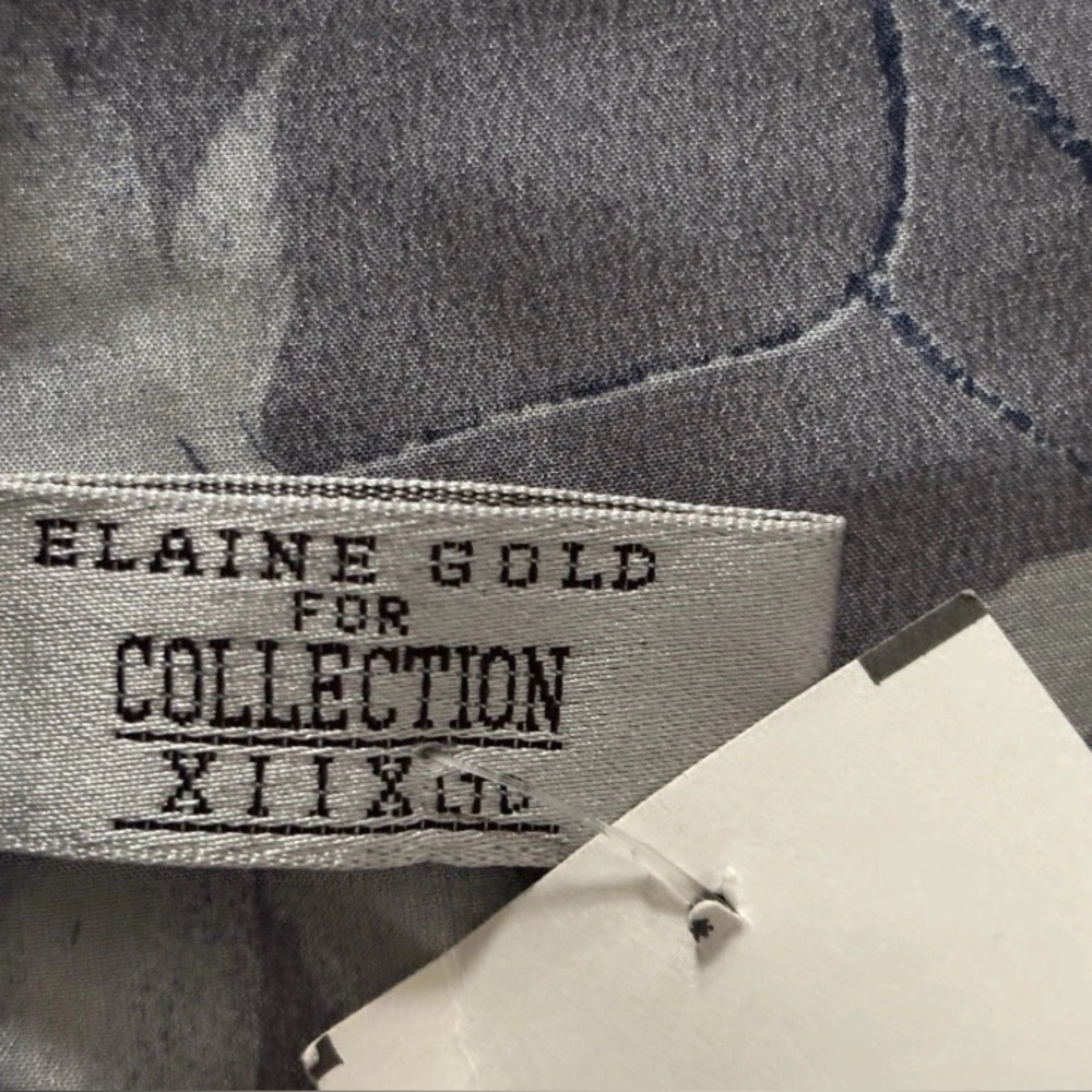 Elaine Gold For Collection XIIX 21" Square Silk Scarf Blue, Grey, Leaves Fall - Picture 3 of 3